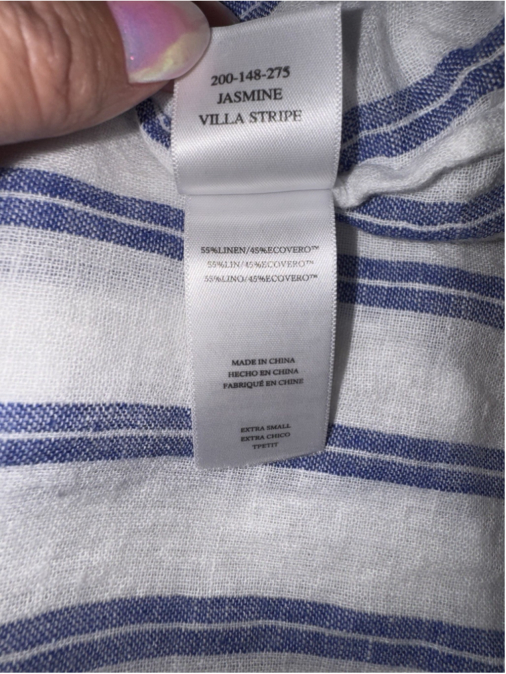 Rails Jasmine Stripe Smoked Waist Mini Dress Blue White Coastal Boho Resort XS - Picture 7 of 11